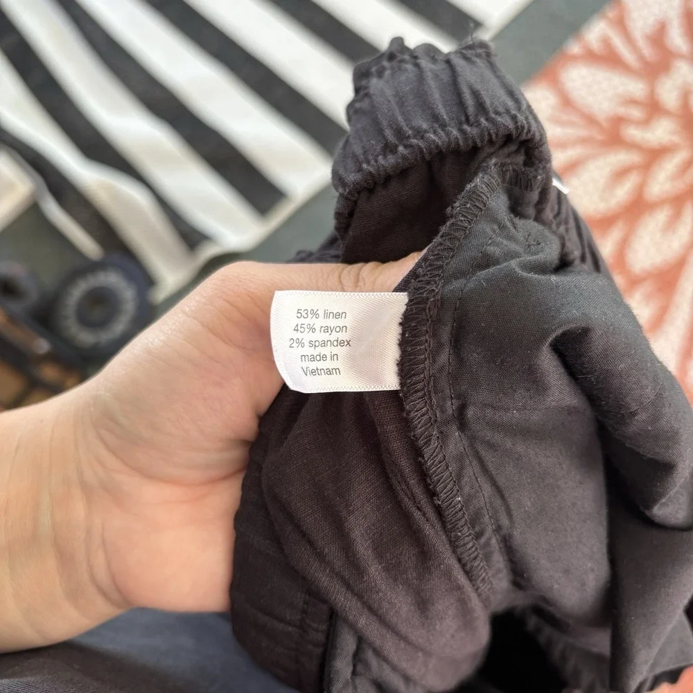 Lane Bryant Black Linen Blend Drawstring Elastic Waist Pants Comfy Sz 20 A997
